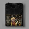 Tung Tung Tung Sahur T Shirt for Men Pure Cotton Leisure T-Shirt O Neck Italian Brainrot Tee Shirt Short Sleeve Tops Big Size