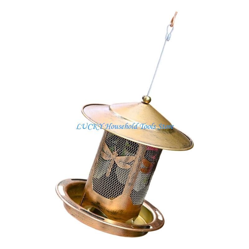 J0MC Outdoor Metal Bird Feeder Feeding Ports Squirrels Resistant Heavy Duty