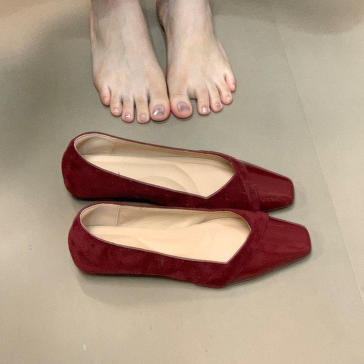 Soft leather version~ French Xiaoxiangfeng single shoes women's 2025 autumn new suede splicing evening shoes commuting gentle shoes