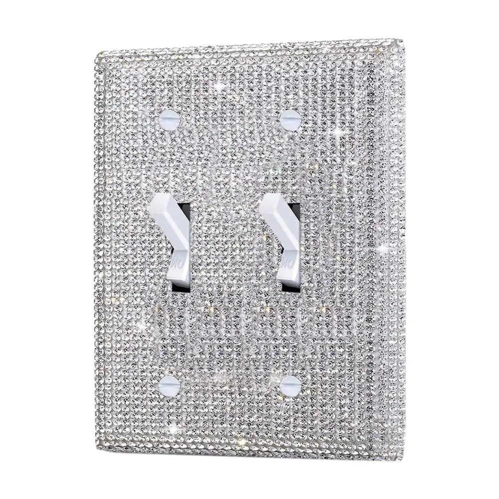 US Standard Creative Home Decoration Crystal Switch Panel Sticker Rhinestones Socket Frame Bling Plug Outlet Wall Plate Cover