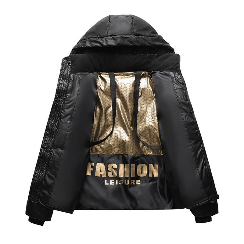 Oro Nero Vestiti Imbottiti di Cotone da Uomo Autunno e Inverno Giacca Casual da Uomo Vestiti Corti di Cotone Giovanile Ispessito e Caldo