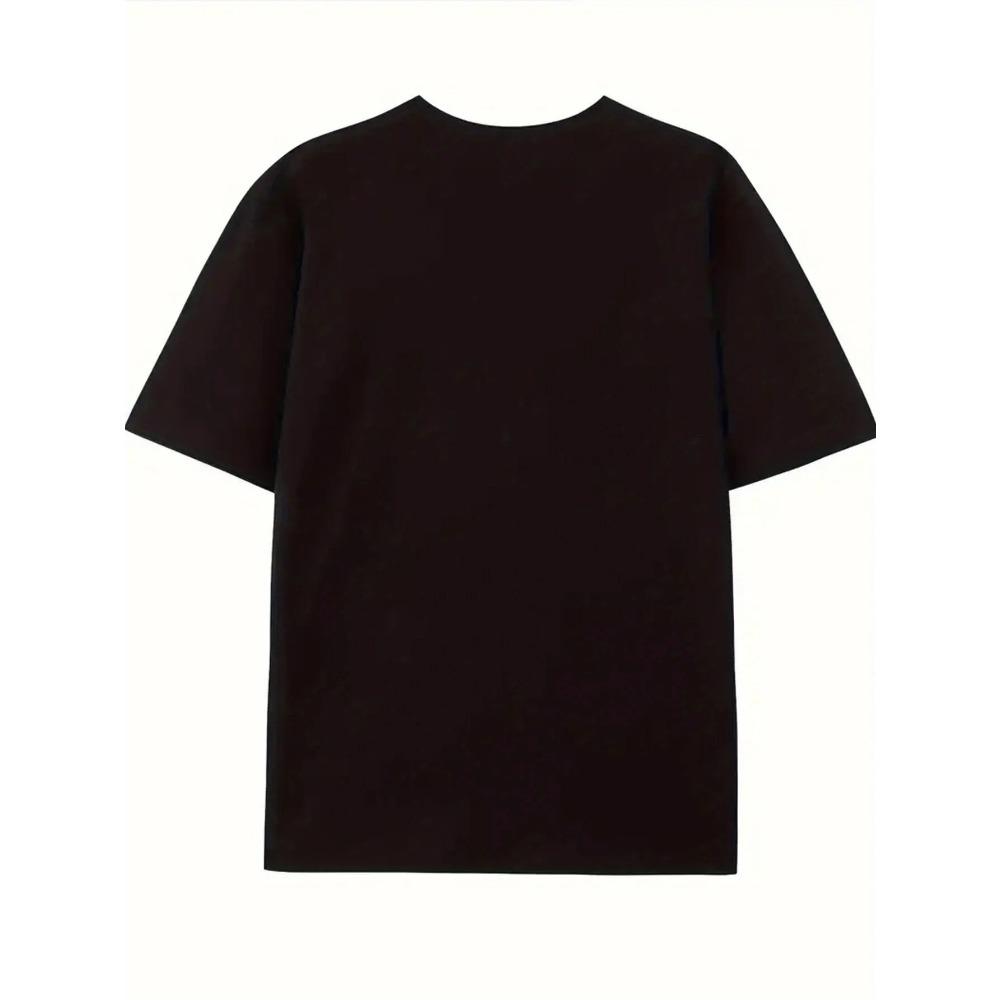 Men's Cotton Knit Graphic T-Shirt - Regular Fit Crew Neck, Short Sleeves, Medium Stretch, Geometric Camping Print