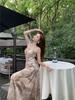 Beach skirt texture coffee break French Hepburn style seaside vacation neck dress women's summer new beach dress