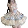 XHSUKADO Lolita JSK Jumper Skirt with Camisole and Dreamy Cute Gothic Lolita Outfit with Ruffles and Mori Girl Princess Lolita Idol Light Size M
