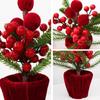 Fabric Christmas Potted Plant Wine Red Christmas Decoration Plant Mini Potted Christmas Tree  Desks