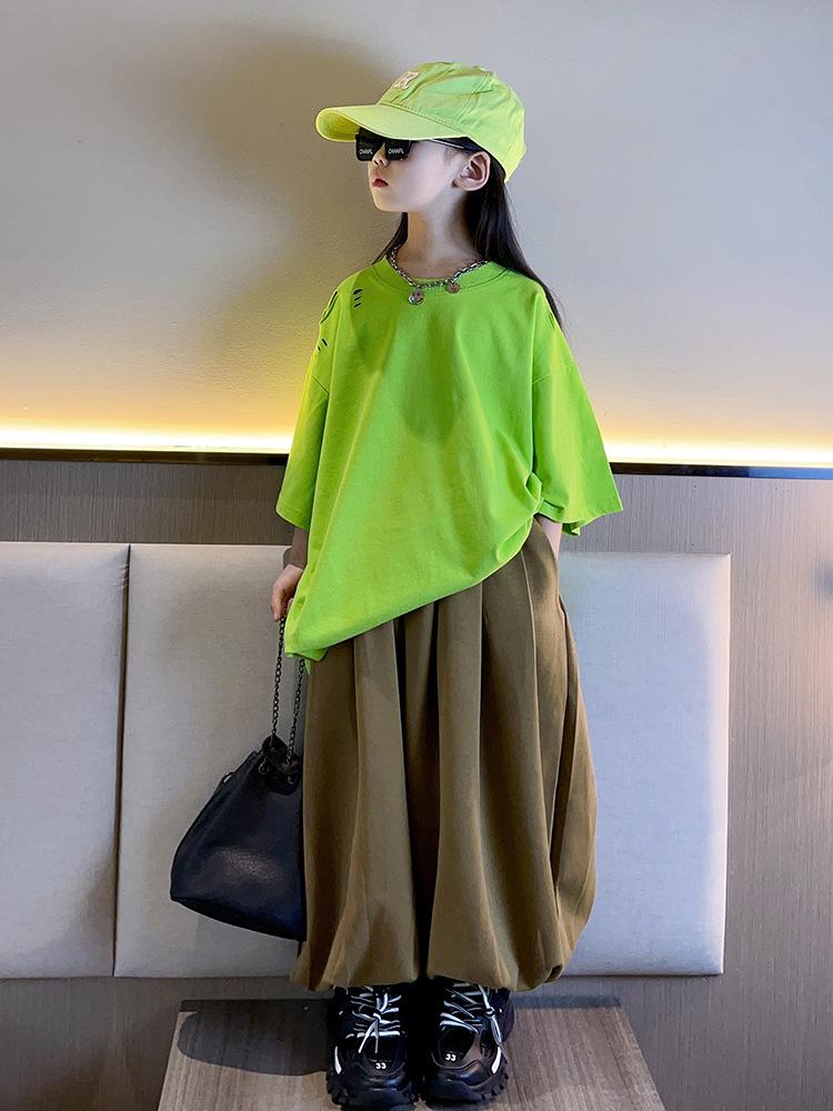 Girls Spring Loose Short Sleeve T Shirt Comfortable Cotton Top for Big Kids