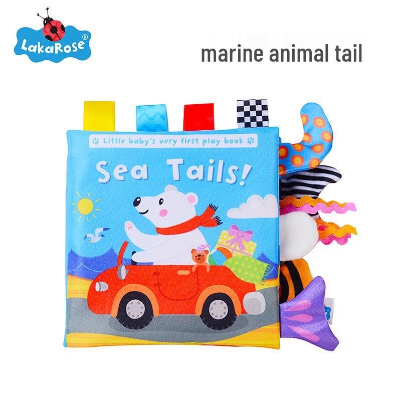 LakaRose Baby Animal Tail Cloth Book: Early Education Crinkle Paper Toy for Toddlers