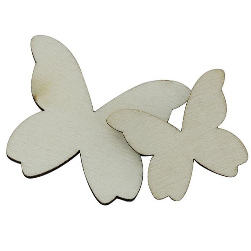 50pcs Wooden Mini Mixed Wood Butterfly Decor Ideal Craft Card Making Scrapbooking