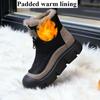 Women's Retro Zipper Fashion Lightweight Soft Sole Winter Warm Plush Snow Boots Lined with Fleece Non-slip Casual Sports Cotton Boots