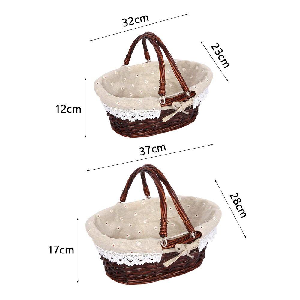 Multoclor Wicker Picnic Basket with Handle Weaving Design Wicker Woven Basket Handicraft Large Capacity Hand Basket Fruit