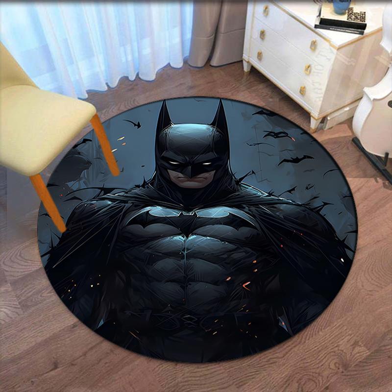 Batman Printed Round Rug Carpet Chair Rug Area Rug Entryway Doormats,for Office Chair Living Room Bedroom Kitchen Room.
