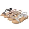 New Bohemian Ethnic Style Rhinestone Sandals Flat Open-Toe Versatile Beach Shoes Plus Size