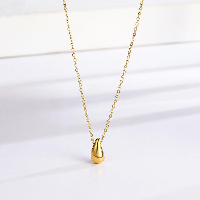 Korean Minimalist Water Drop Titanium Steel Pendant Necklace - Trendy European/American Women’s Light Luxury Clavicle Jewelry
