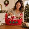Christmas Tree Embroidered Cotton Rope Storage Basket with Handles, Basket and for Baby Toys and Home Clutter
