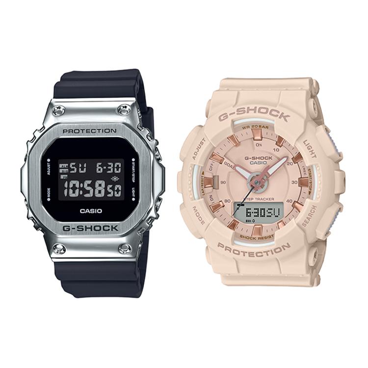 CASIO Unisex Pair Table Series Black Watch GM-5600-1+GMA-S130PA-4AER