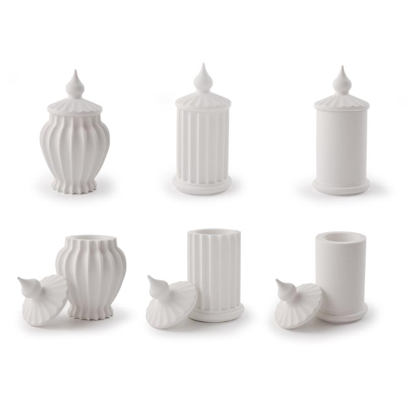 Striped Cylinder Resins Jar Molds Candlestick Molds for Making Candlestick Tealight Holder Storage Jar, Resins Lid Molds