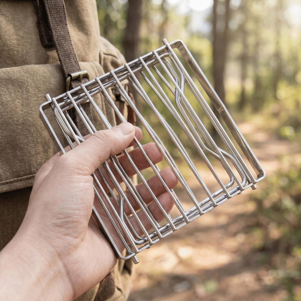 Sliver Backpacking Grill Stainless Steel Folding Grill Rack Campfire Grill  Camping Grate