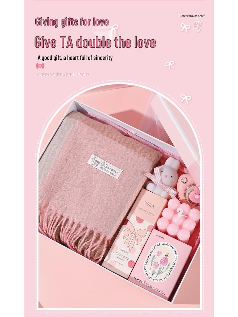 Autumn Winter Gift Set: Scarf & Insulated Cup for Her Birthday