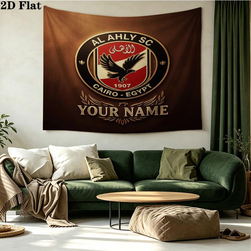 Custom Name Al Ahly SC Printed Tapestry – Wall Hanging for Bedrooms, Dorms, and Home Decor
