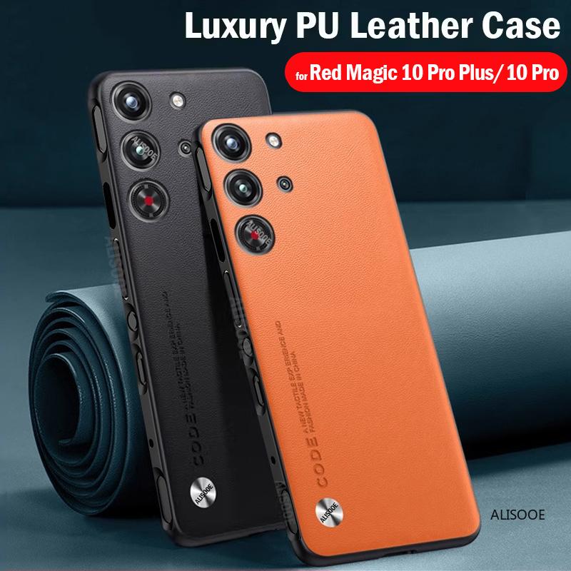 Hülle für Nubia Red Magic 10 Pro Plus Hülle Luxus Fasertextur PU-Leder Schutz Rückseite Abdeckung Capa für RedMagic 10 Pro+ Hüllen