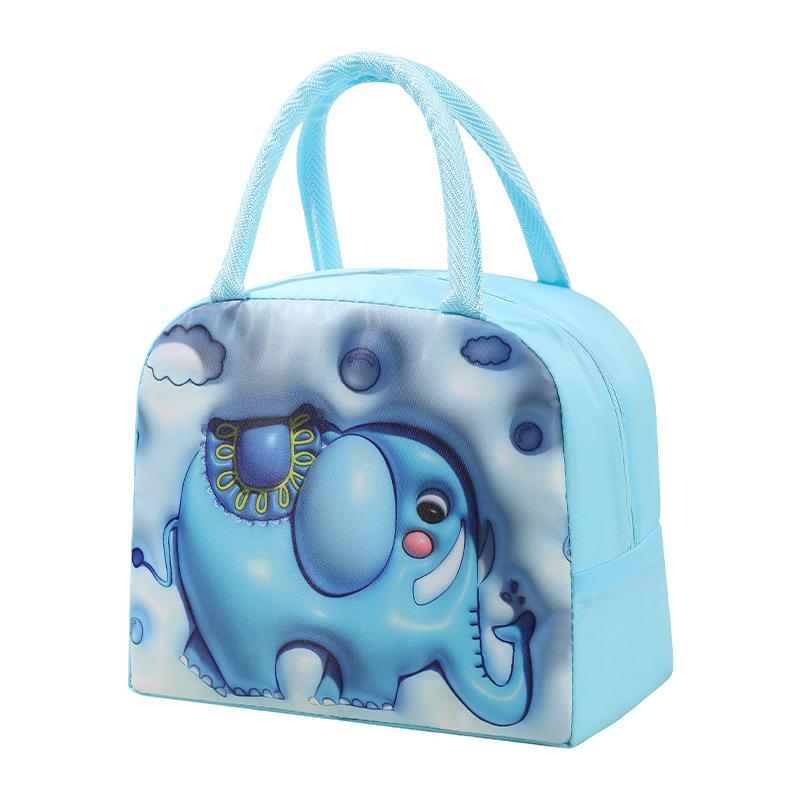 Cute Bento Bag with Rice, Portable Lunch Bag, 3D Three-dimensional Printed Cartoon Preservation and Insulation Lunch Box Bag