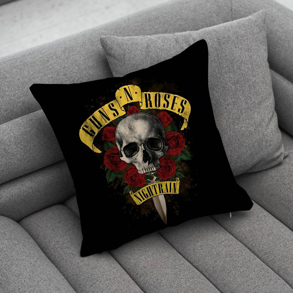 Band GGuns N Roses Print Pattern Sofa Cushion Cover Pillowcase Home Party Car Bedding