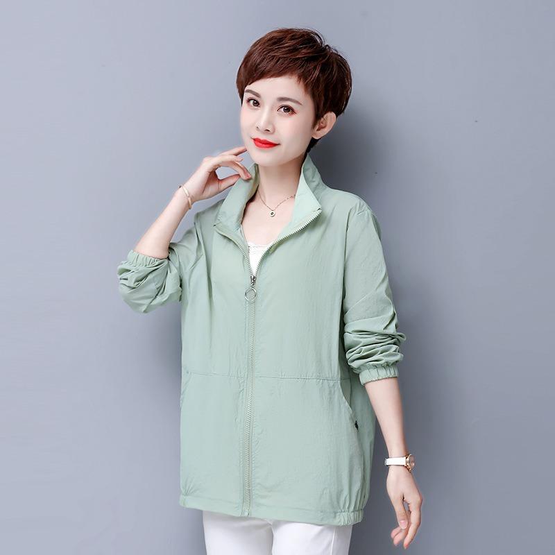 

Летняя защита от солнца для женщин в свободной короткой куртке для мам среднего возраста, тонкая дышащая повседневная XL зелёный