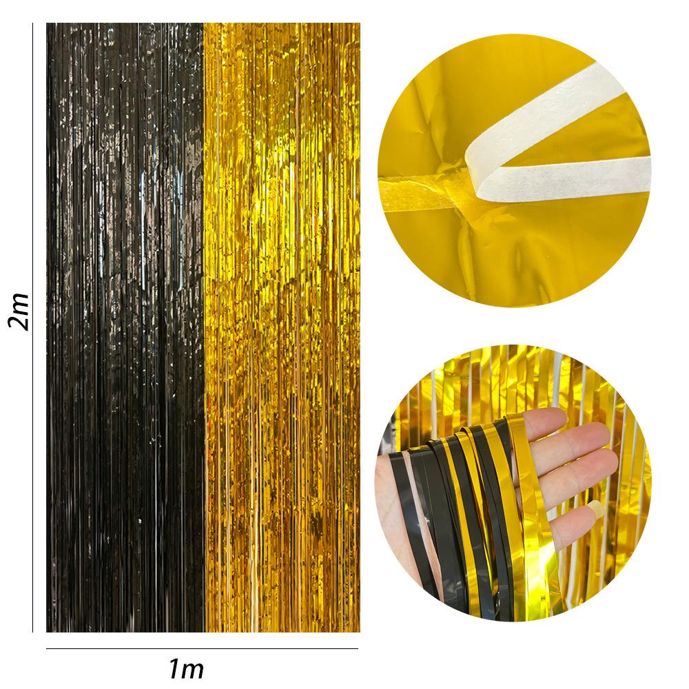 Color-Block Tinsel Curtain 1x2m - Festive Background for Christmas, Halloween, and Birthdays