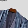 INCERUN Men V Neck Long Sleeve Glitter Ruffled Patchwork Thin Loose Party Blazer Coats