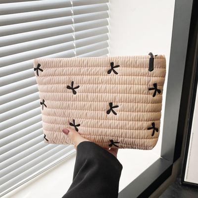 Bow Print Makeup Bag for Women Portable Large Capacity Handheld Cosmetic Bag Cute Fashion Handbag Toiletries Storage Bag