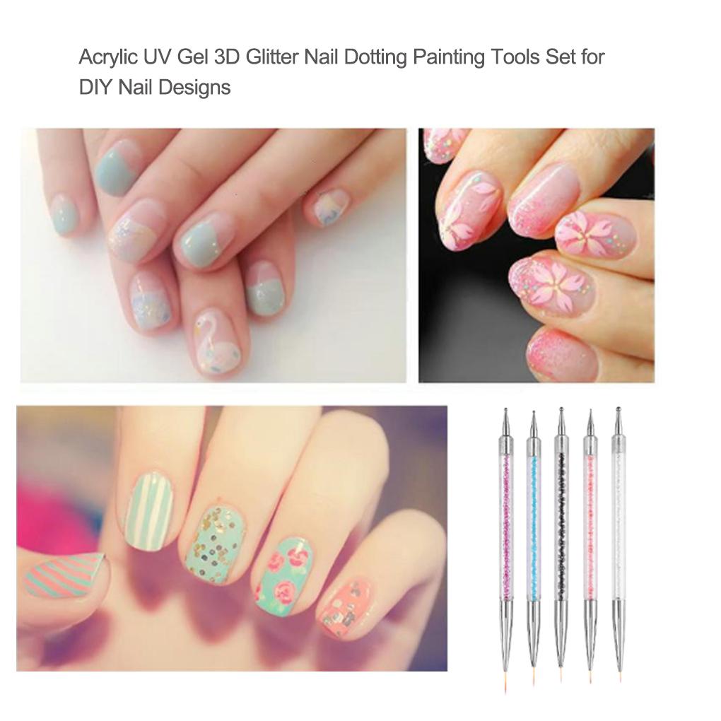 5Pcs Nail Art Dotting Pen Acrylic Drawing Liner Flower Brush Professional Gel Pens Painting Manicure Tool Manicures Accessories