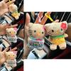 Adorable Kt Cat Plush Toy With Cartoon Pineapple Print Dress Mini Keychain Accessory