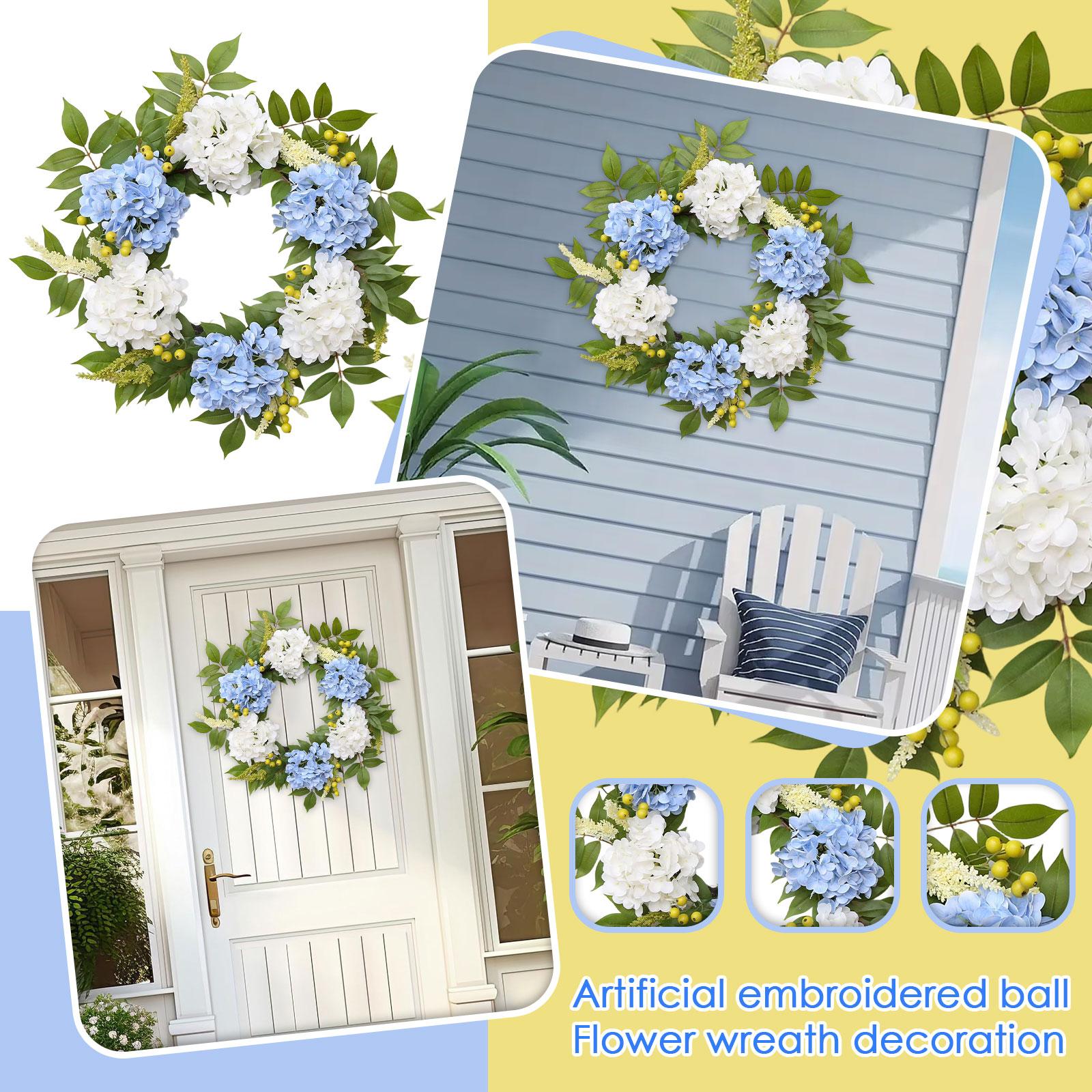 

Artificial Hydrangea Wreath with Mixed and Faux for Indoor Outdoor Wall Door Decoration Seasonal Display One Size