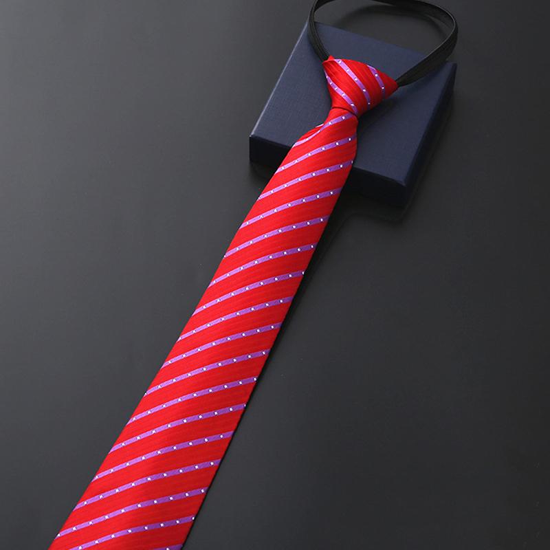 Elegant 8Cm Lazy Ties Blue Black Red Striped Men Shirt Business Dress Zipper Tie Neckties Accessories Wedding Groom