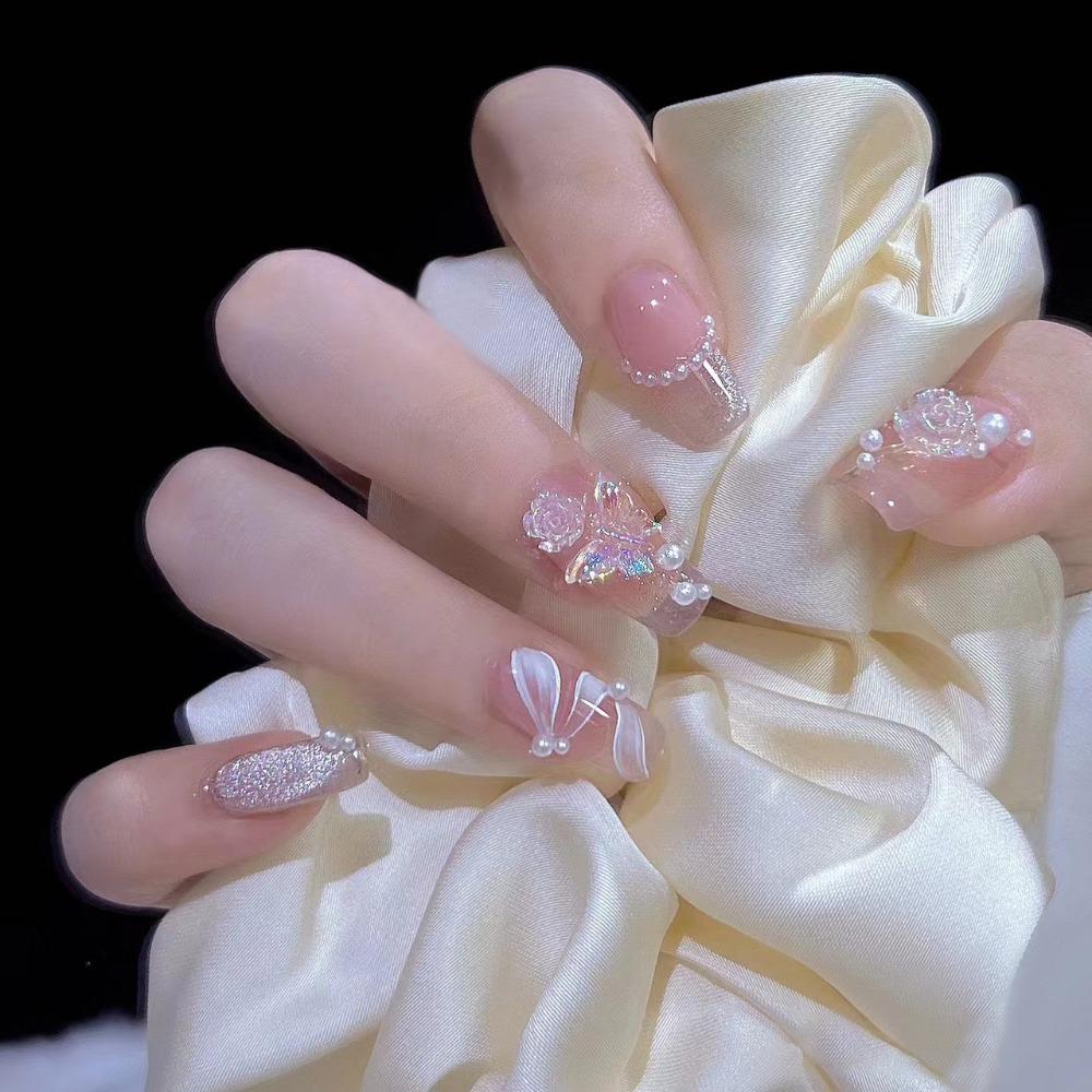 Frühling und Sommer Wind Tragen Nagel Reiner Wunsch Nagelpflaster Aufhellend Abnehmbares Nagelstück Langes und kurzes Nagelstück Fertigprodukt