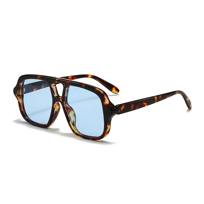  New Ins Popular Fashion Double Bridges Square Men Sunglasses Vintage Punk Yellow Shades UV400 Men Trending Sun Glasses