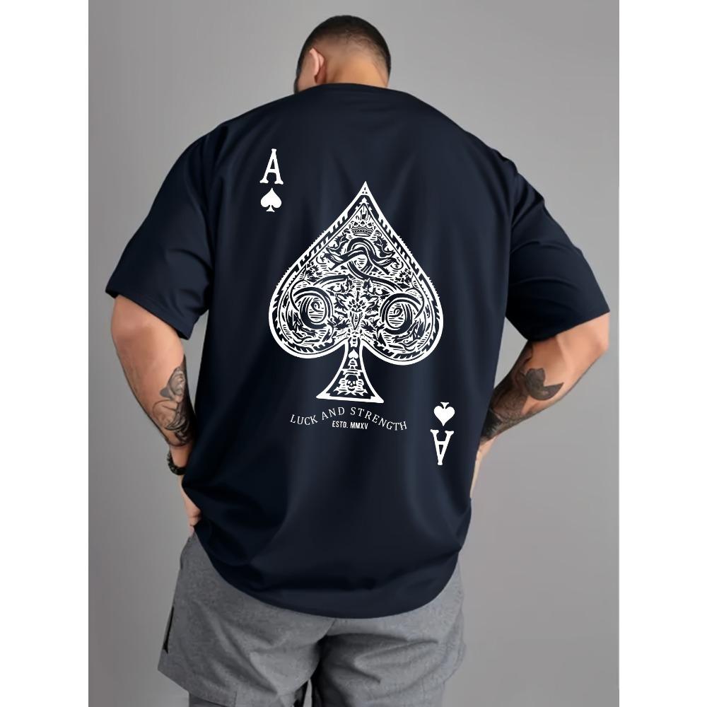 Spade A Print Men Cotton T-shirt Summer Short Sleeve S