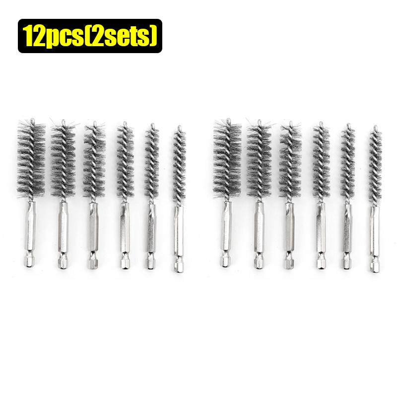 Stainless Steel Dril Brush Twisted Wire Hex Handle Cleaning Brushes Electric Drill Impact Grinding Polishing Rust Removal Tools