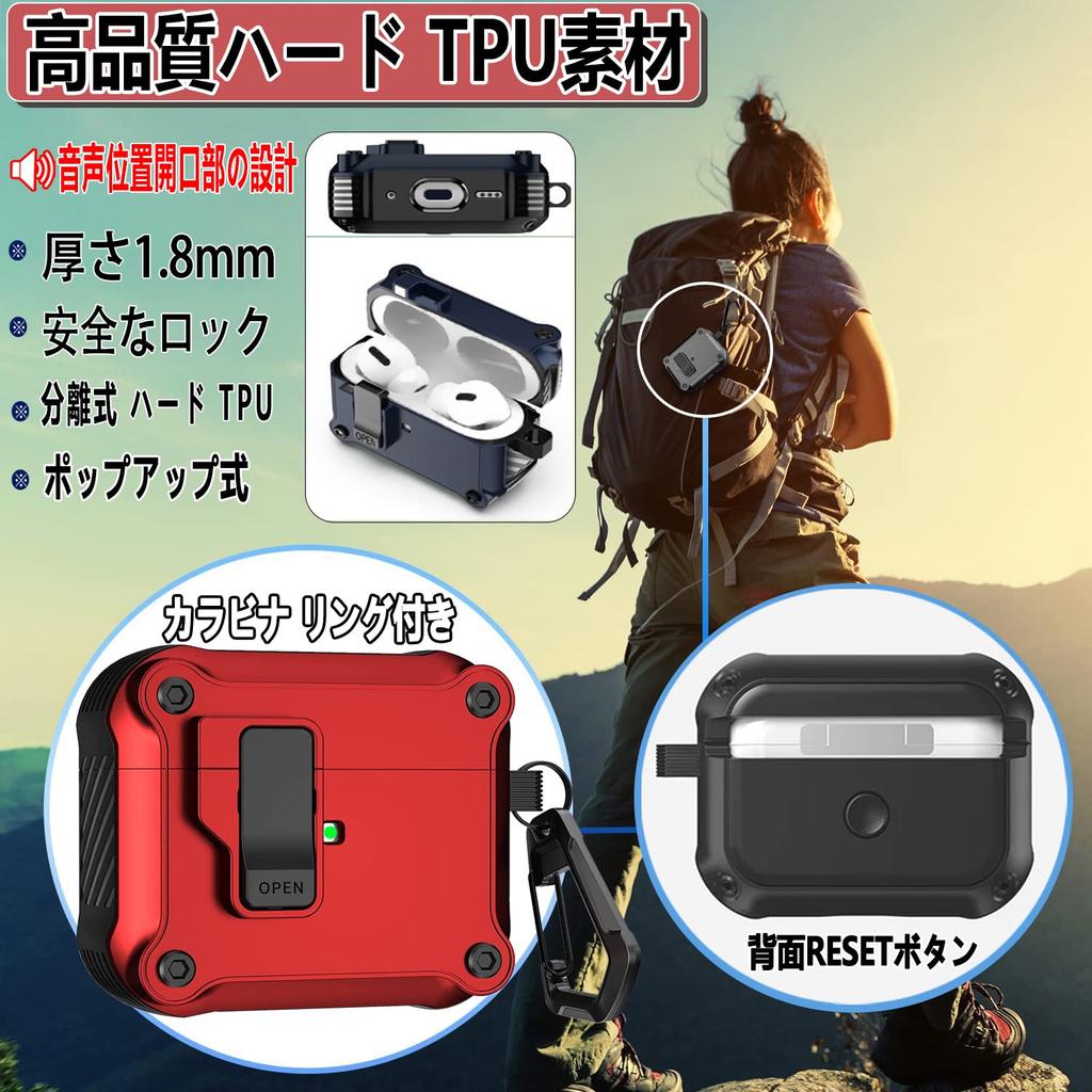 OJBSEN AirPods Case AirPods Pro 1st Generation Case with Safety Lock Automatic Button Hard TPU Airpods Pro Cover Magsafe Wireless Charging Compatible