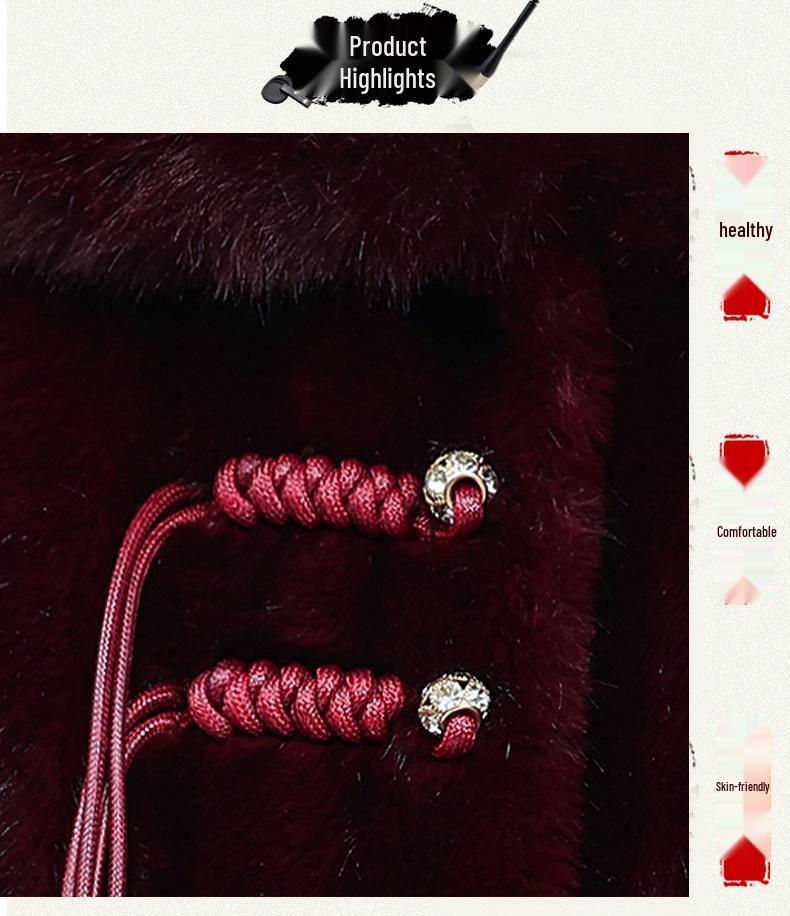 Mink Velvet Mid-Length Winter Coat for Middle-Aged & Elderly Women
