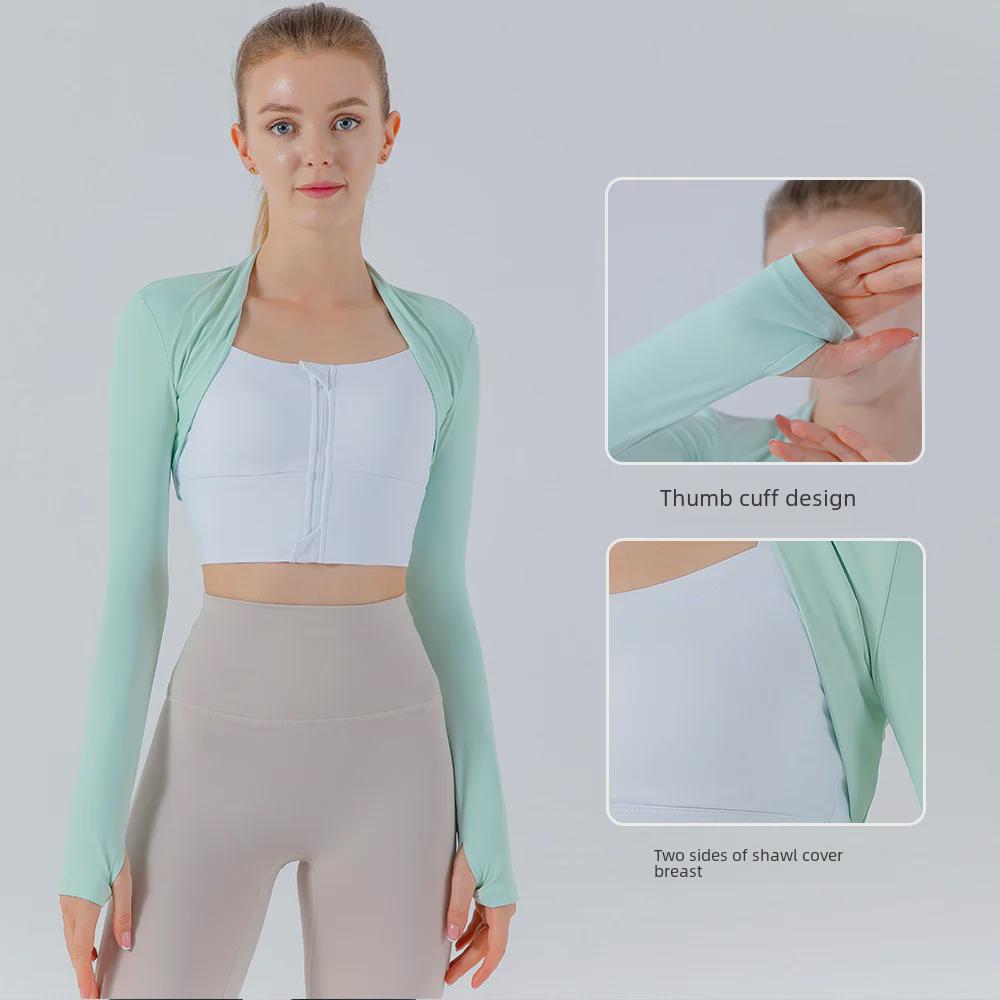 Women's Short Sleeve Thumbhole Yoga Top - Tight-Fit Sports Blouse/Shawl Fitness Waistcoat
