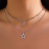 Layered Star Pendant Necklace Silver Hollow Star Multi‑Chain Choker Minimalist Y2K Style Adjustable Fashion Neck Jewelry