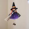 Halloween Witch Doll Decor with Broom Small Witch Figurine with Gauze Skirt Kitchen Hanging Witch Ornament for Room Door Window Halloween Decor