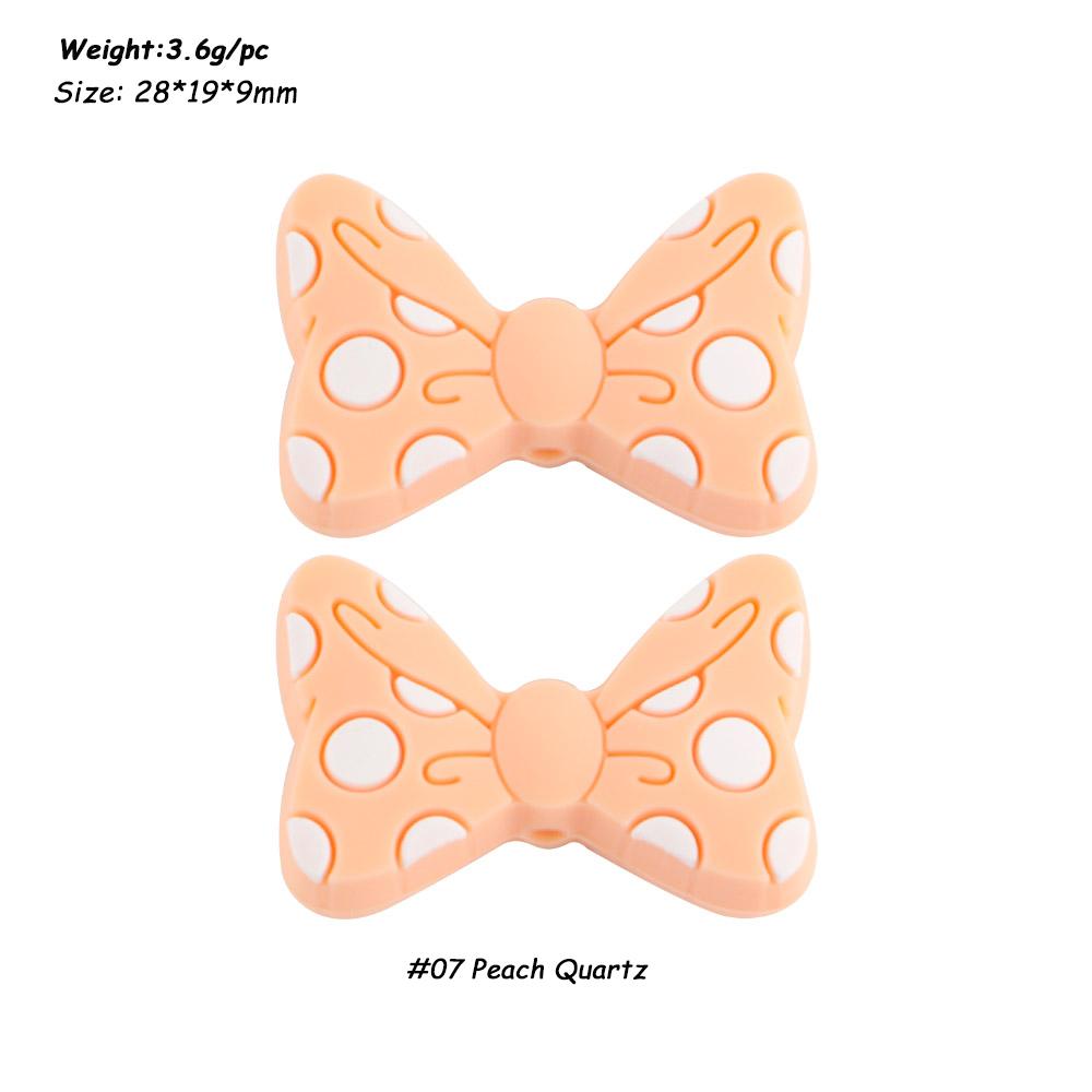Kovict 6pc Bowknot Silicone Beads For Jewelry Making Food Grade Mini Bow Tie Beads DIY Pacifier Chain Accessories