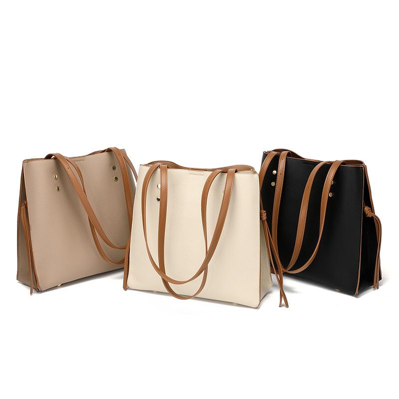 Customized Version of Large-capacity Tote Bag, New Trendy Fashion and Simple Shoulder Bag PU Soft Leather Women's Commuter Bag, Large Bag