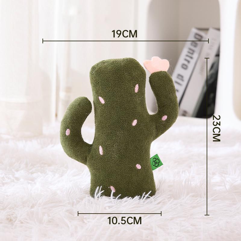 Cartoon Cactus Shaped Cat Plush Toy with Catnip Soft Comfortable Squeaky Indoor Interactive Chew Toy for Kitten Gatto Accessori