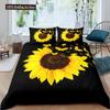 Vintage Sunflowers Duvet Cover Set Letters Bedding Set Letters And Sunflowers Printed Retro Girls Queen Size 23pcs Quilt Cover