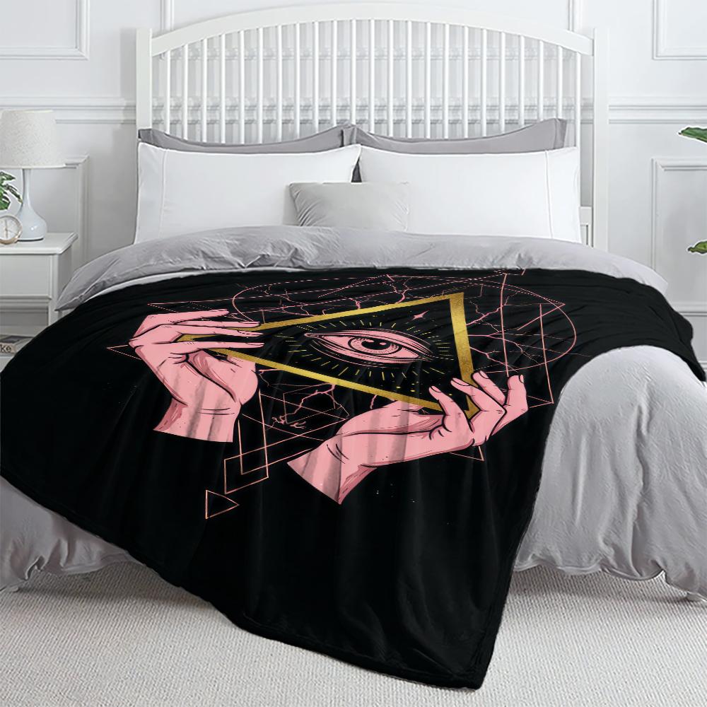 The Eye of The Demon Flannel Thin Blanket Soft Warm Blanket for Bedroom Living Room Bed Travel Camping Picnic Gift Customizable