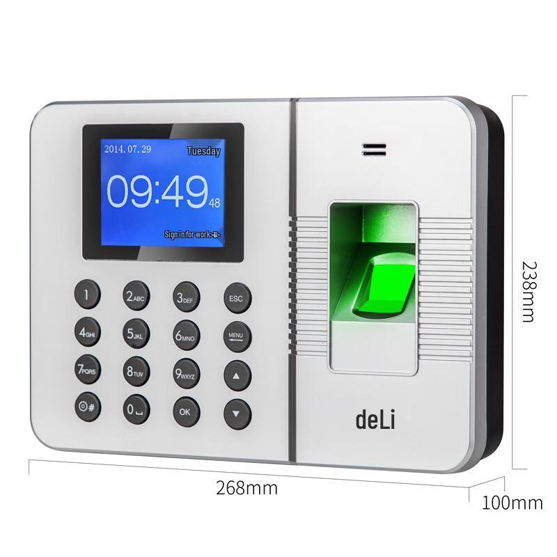 Deli 3960 WiFi Fingerprint Time Attendance Machine CN Plug (adapter Included)
