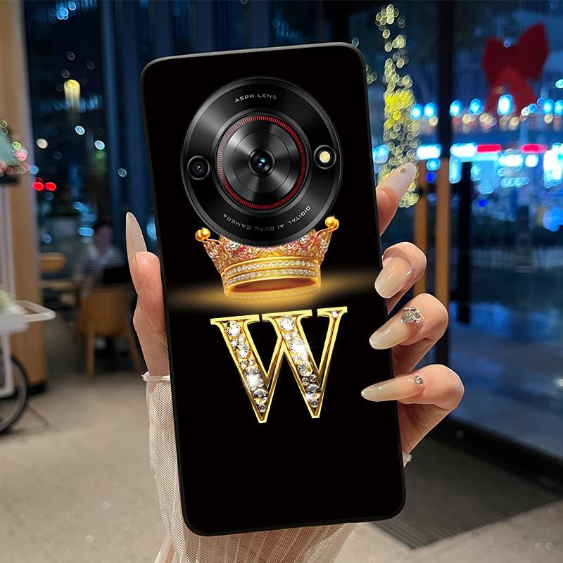 Shockproof Soft Phone Case For ZTE Blade A75 5G/ Nubia Focus 5G Bright Color and Attractive Crown Letter Pattern Casing